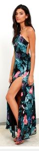 Lulus Black Floral Print Backless Maxi Dress